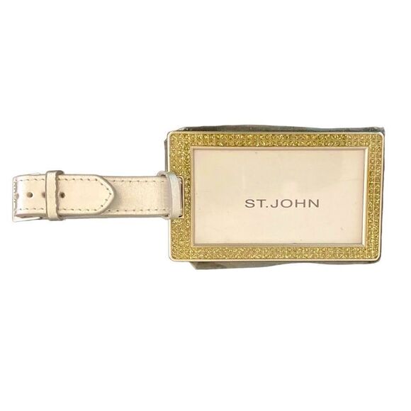 St. John Rhinestone Peridot Green Logo Luggage Tag New NWOT Travel Vacation - Picture 2 of 8